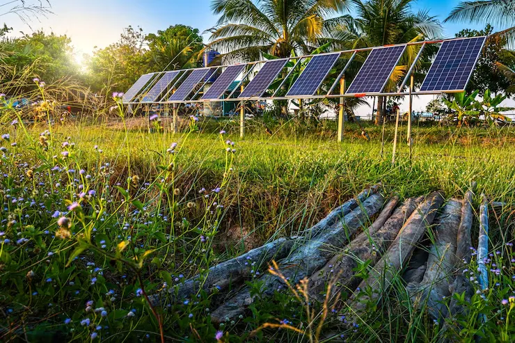 Heavy-duty Solar PV panels installed on a modern agricultural shed in rural Waterford.